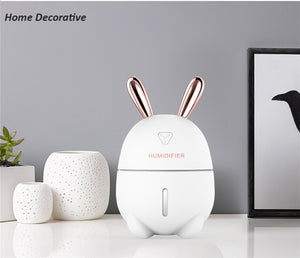 Adorable Rabbit Mini Air Humidifier, Purifier, and Essential Oil Diffuser with Colorful Night Light