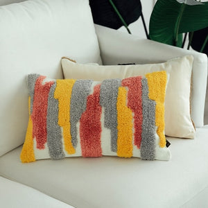 Yellow & Grey, Beige & Orange Embroidery Geometric Pillow Cover Home