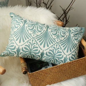 Flower Geometric Canvas Cotton Embroidery Pillow Cover