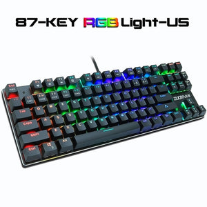 Gaming Mechanical Keyboard Blue Red Switch 87 key RU/US Wired Keyboard Anti-ghosting RGB/ Mix Backlit LED USB