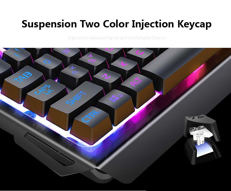 Mechanical Gaming Keyboard and Mouse Feeling RGB LED Backlit USB