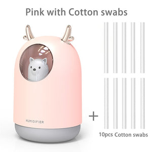 Cute Rabbit Air Humidifier and Purifier  300ml Ultra-Silent, Aroma Essential LED Night Lamp