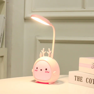 LED Table Lamp USB Rechargeable Three-speed Dimming Cute Dormitory Eye Protection