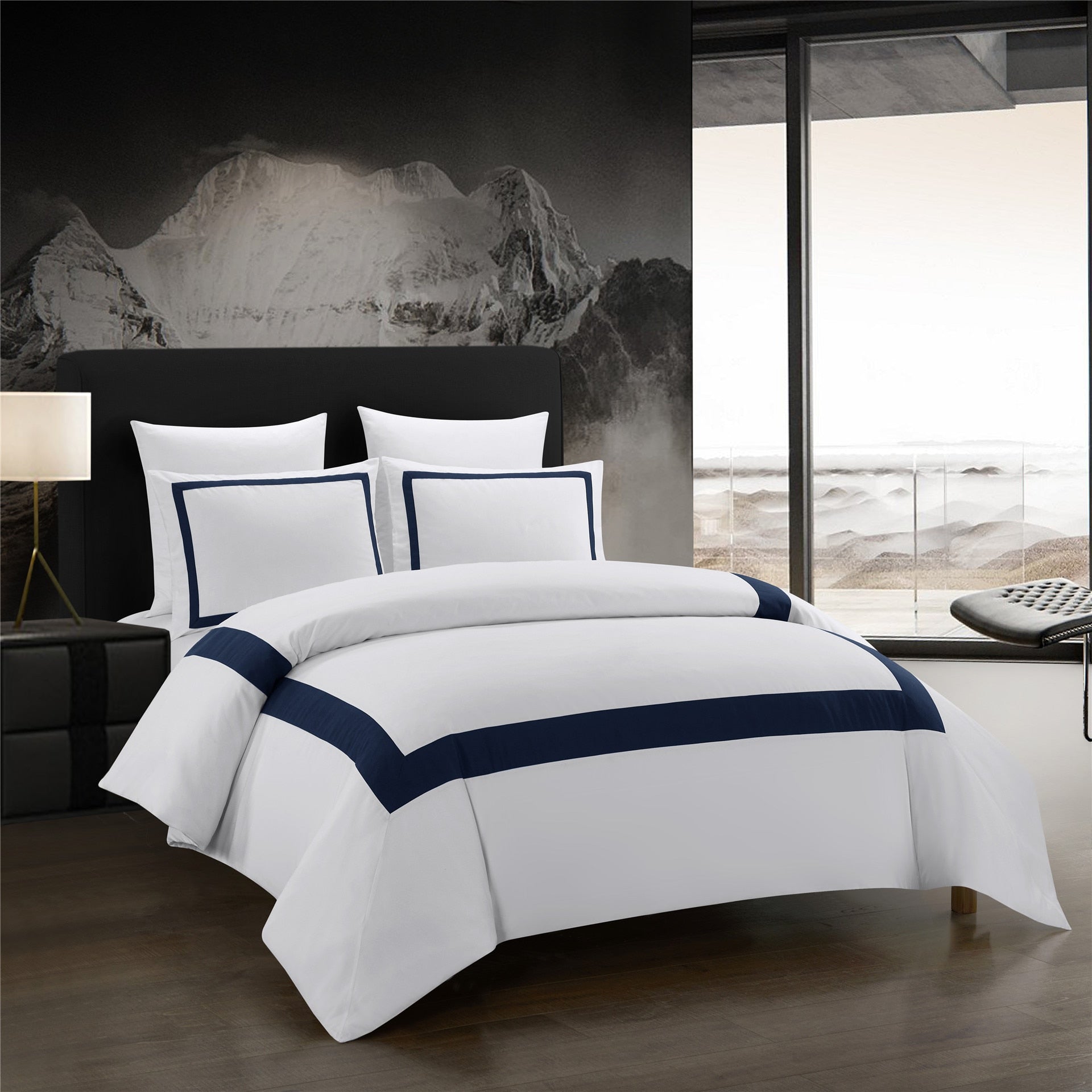 Luxury Bedding Sets White Quilt/Duvet Cover, Squares Pillowcase Bed Linen King, Queen, Double.