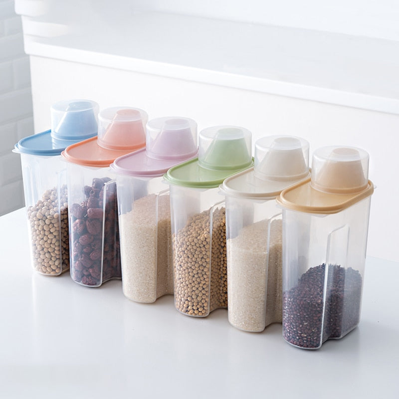 Food Storage Plastic Clear Container Set with Pour Lids