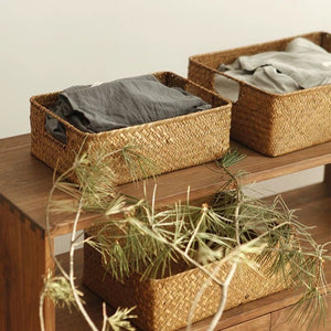 Handwoven Rectangular Seaweed Storage Basket