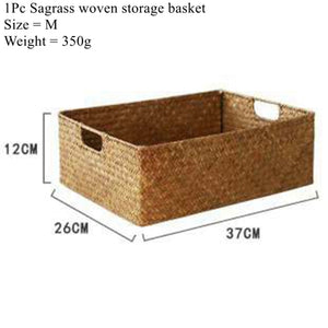 Handwoven Rectangular Seaweed Storage Basket