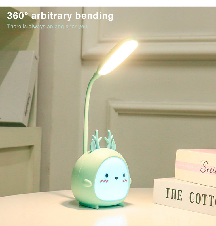 LED Table Lamp USB Rechargeable Three-speed Dimming Cute Dormitory Eye Protection
